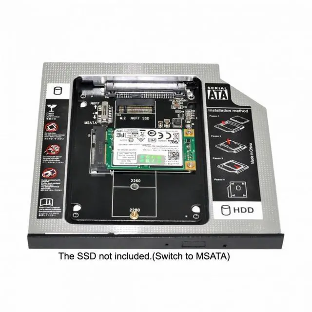 Alt view image 6 of 7 - CY MSATA NGFF B/M-key SSD to Slimline SATA 13Pin Caddy Case for 9.5mm Universal Laptop CD / DVD-ROM Optical Bay
