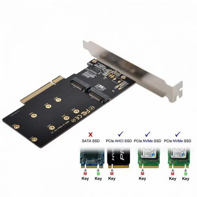 Alt view image 3 of 7 - CY Dual 2X NVME M.2 AHCI to PCIE Express 3.0 Gen3 X8 X16 Raid Card VROC Raid0 Hyper Adapter