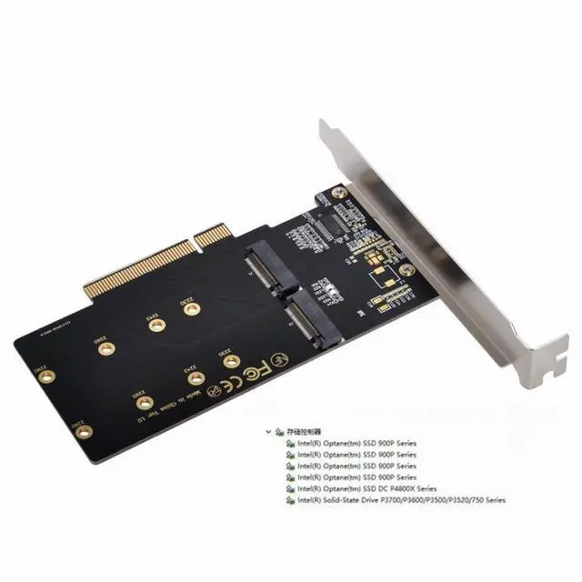 Alt view image 7 of 7 - CY Dual 2X NVME M.2 AHCI to PCIE Express 3.0 Gen3 X8 X16 Raid Card VROC Raid0 Hyper Adapter