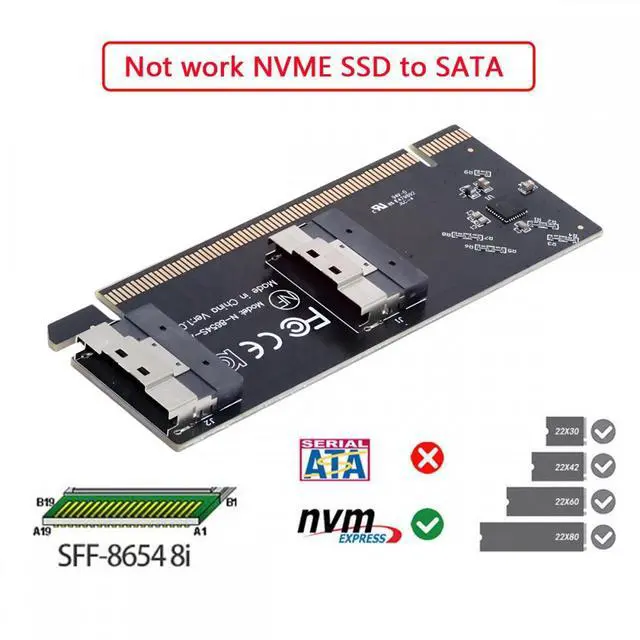 Alt view image 5 of 7 - CY Low Profile Slimline Dual SFF-8654 8X 74Pin to PCIE 16X Express 3.0 PCIE4.0 Raid Card VROC Raid0 Hyper Adapter