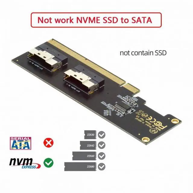 Alt view image 7 of 7 - CY Dual Slimline SFF-8654 8X 2 NVME to PCIE Express 3.0 4.0 Raid Card VROC Raid0 Hyper Adapter
