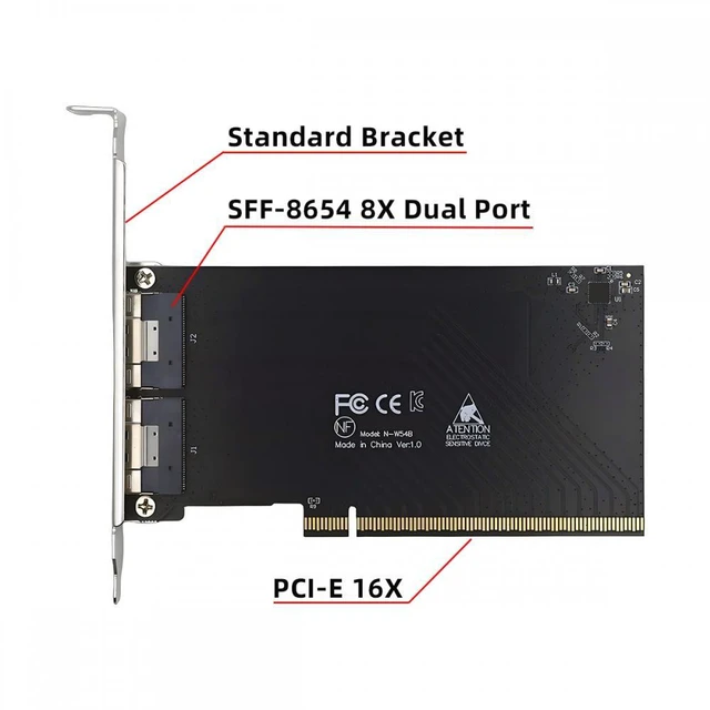 Alt view image 5 of 7 - CY External Slimline Dual SFF-8654 8X 74Pin to PCIE 16X Express 3.0 PCIE4.0 Raid Card VROC Raid0 Hyper Adapter