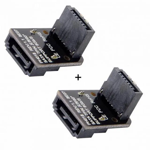 Alt view image 7 of 7 - CY SATA 7Pin Female to 7pin Male Up 90 Degree Angled Adapter Mainboard Motherboard for Desktops SSD HDD