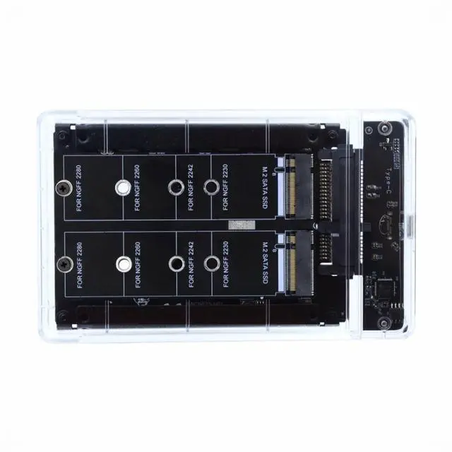 Main image of CY Dual NGFF B+M-Key M.2 SSD Card JBOD Raid0 Span Bridge to USB3.0 Type-C USB-C 2.5inch SATA Combo Enclosure