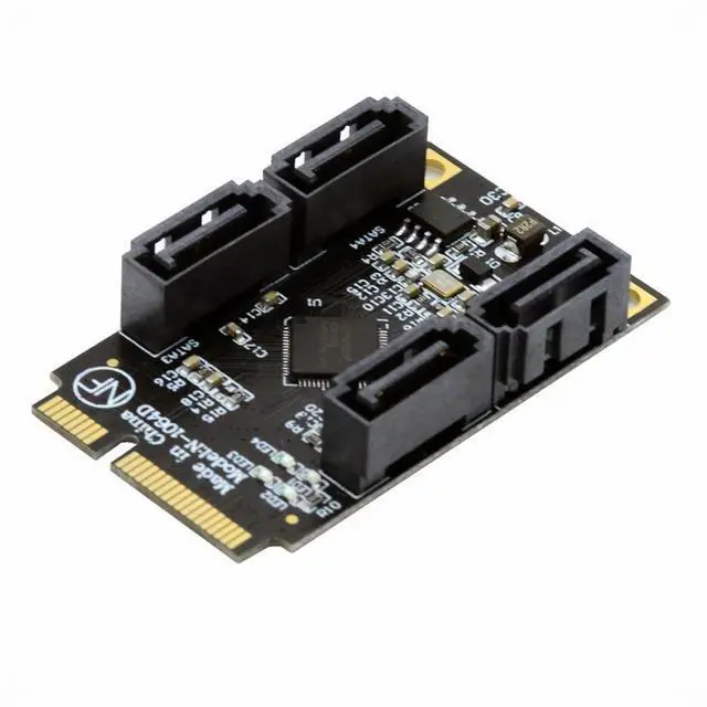 Alt view image 2 of 7 - CY Mini PCI-E PCI Express to SATA 3.0 Four Ports Adapter Converter 6Gbps Hard Drive Extension Card for SSD