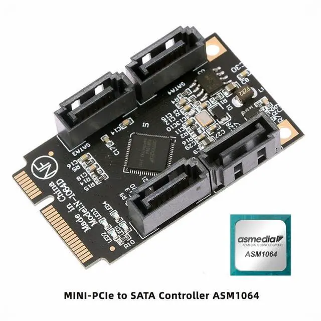 Alt view image 7 of 7 - CY Mini PCI-E PCI Express to SATA 3.0 Four Ports Adapter Converter 6Gbps Hard Drive Extension Card for SSD