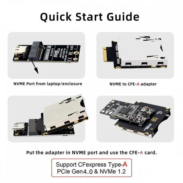 Alt view image 4 of 6 - CY NGFF M.2 NVMe Host to CFExpress CFA Extension Adapter M2 M-key for CFE Type-A Support Camera Memory Card