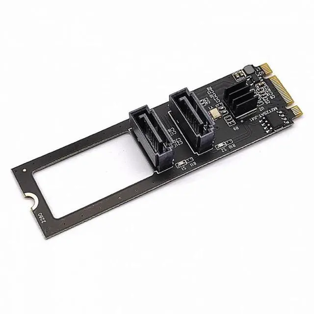 Alt view image 3 of 7 - CY NGFF Key B+M PCI Express to SATA 3.0 6Gbps Dual Ports Vertical Adapter Converter Hard Drive Extension Card JMB582 2280