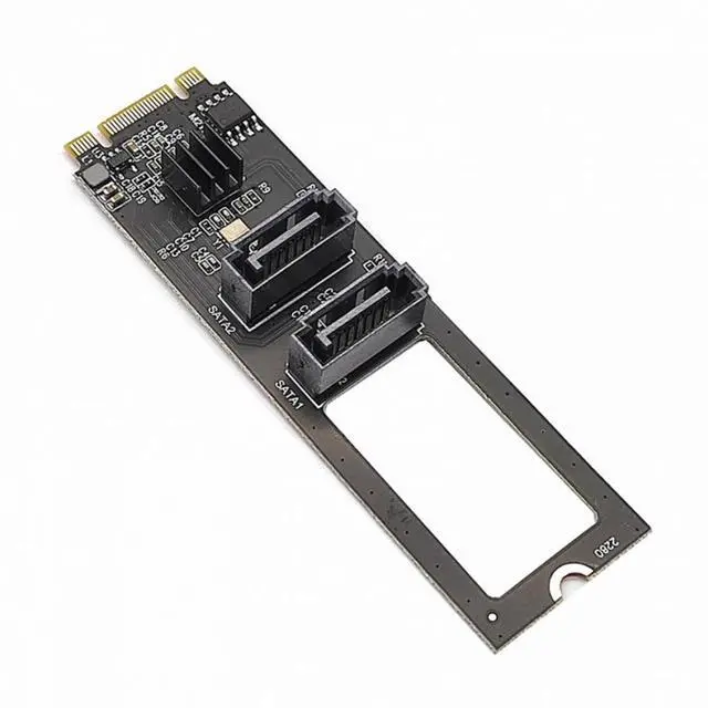 Alt view image 2 of 7 - CY NGFF Key B+M PCI Express to SATA 3.0 6Gbps Dual Ports Vertical Adapter Converter Hard Drive Extension Card JMB582 2280