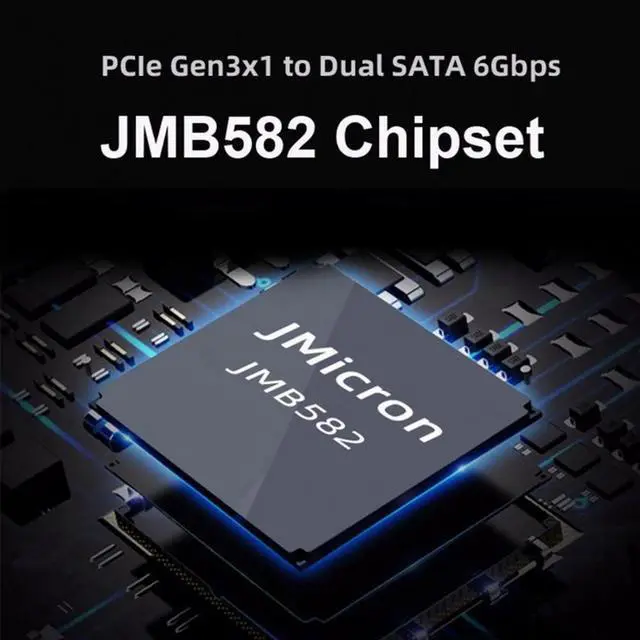 Alt view image 7 of 7 - CY NGFF Key B+M PCI Express to SATA 3.0 6Gbps Dual Ports Vertical Adapter Converter Hard Drive Extension Card JMB582 2230 2242 2260 2280