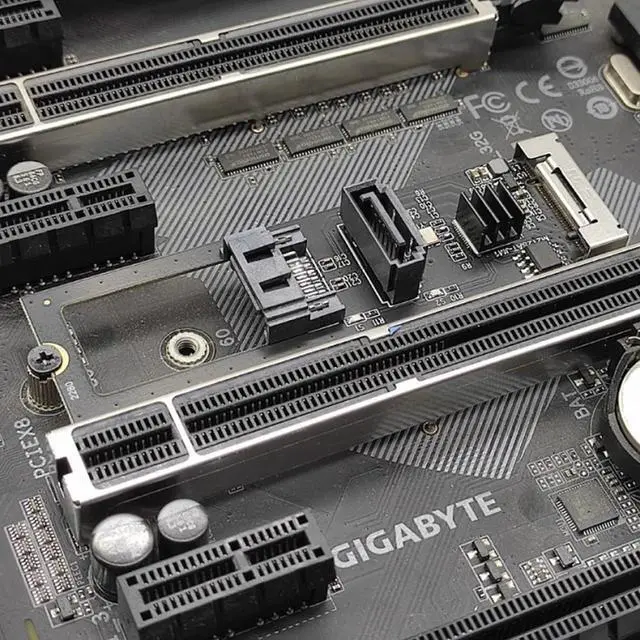 Alt view image 4 of 7 - CY NGFF Key B+M PCI Express to SATA 3.0 6Gbps Dual Ports Vertical Horizontal Adapter Converter Hard Drive Extension Card JMB582 2280