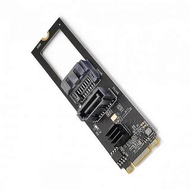 Alt view image 2 of 7 - CY NGFF Key B+M PCI Express to SATA 3.0 6Gbps Dual Ports Vertical Horizontal Adapter Converter Hard Drive Extension Card JMB582 2280