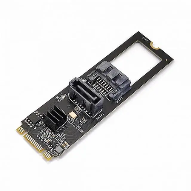 Main image of CY NGFF Key B+M PCI Express to SATA 3.0 6Gbps Dual Ports Vertical Horizontal Adapter Converter Hard Drive Extension Card JMB582 2280