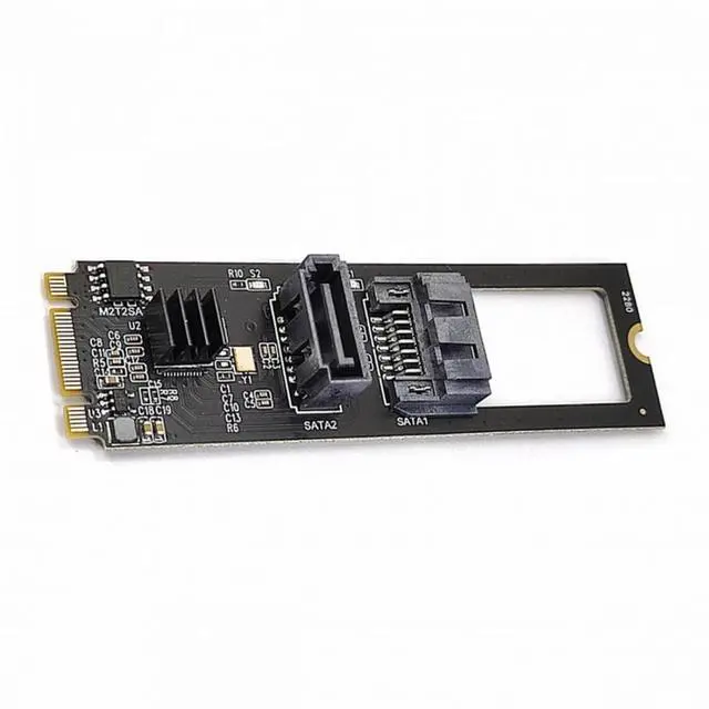 Alt view image 3 of 7 - CY NGFF Key B+M PCI Express to SATA 3.0 6Gbps Dual Ports Vertical Horizontal Adapter Converter Hard Drive Extension Card JMB582 2280
