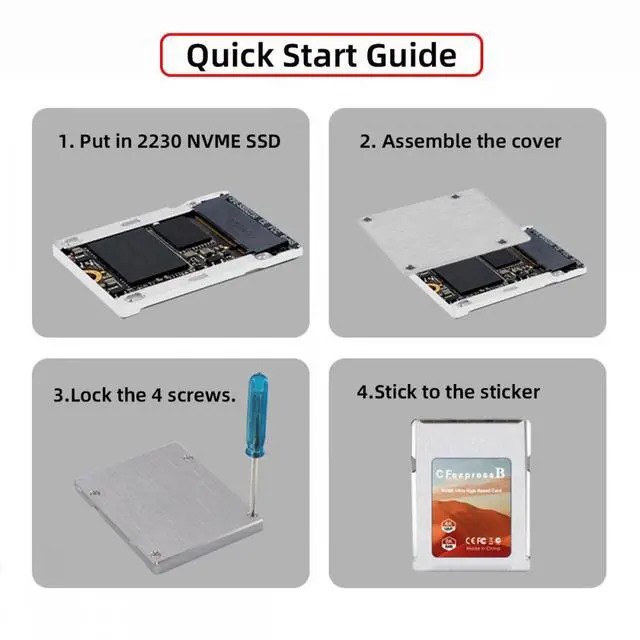 Alt view image 2 of 7 - CY CFexpress Type-B to NVME 2230 Memory Card Kit Case CFE CFB NGFF M-key Adapter Alloy Shell for Camera 8K RAW PCIe Expansion