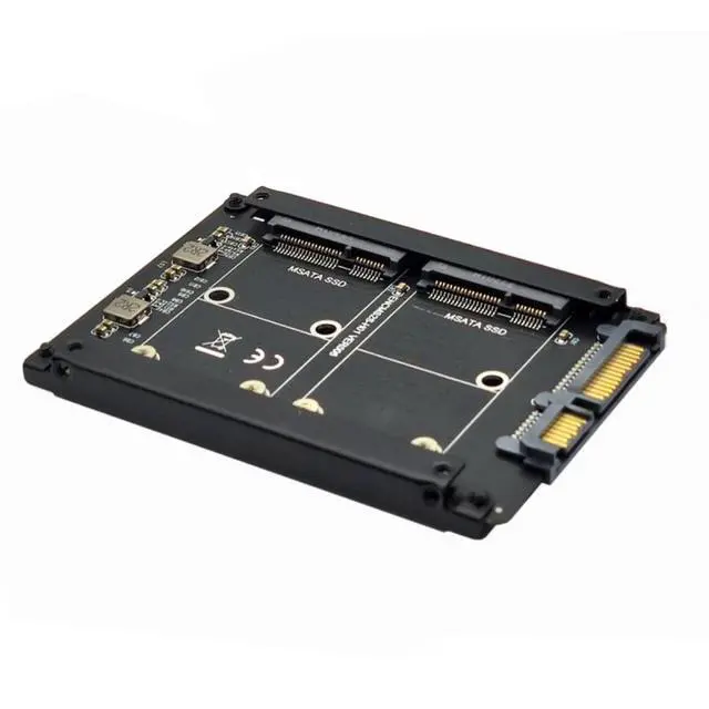 Alt view image 2 of 7 - CY Dual MSATA Mini-SATA SSD Card JBOD Raid0 Span Bridge to 2.5inch SATA Combo HDD Disk Drive Enclosure