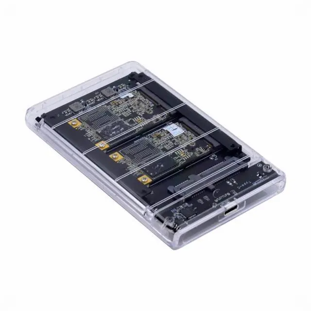 Alt view image 3 of 7 - CY Dual MSATA Mini-SATA SSD Card JBOD Raid0 Span Bridge to USB3.0 Type-C USB-C 2.5inch SATA Combo Enclosure