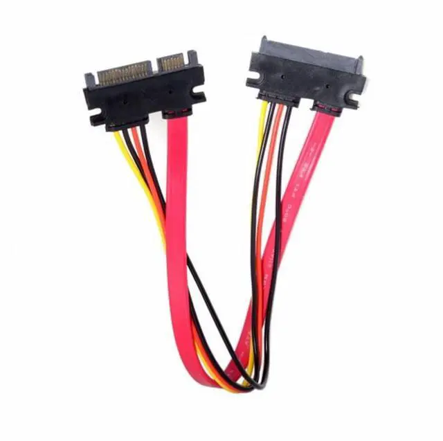 Alt view image 4 of 7 - CY SATA III 3.0 7+15 22 Pin SATA Male to Female Data Power Extension Cable 30cm Red Color