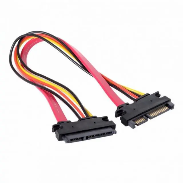Alt view image 7 of 7 - CY SATA III 3.0 7+15 22 Pin SATA Male to Female Data Power Extension Cable 30cm Red Color