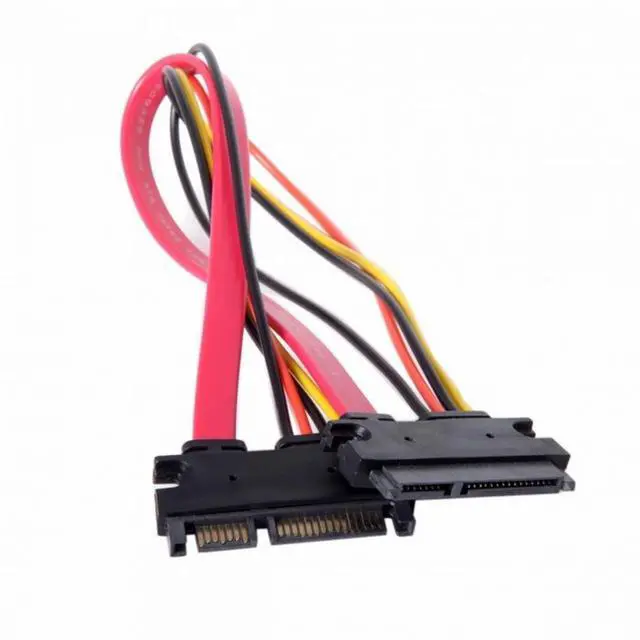 Alt view image 6 of 7 - CY SATA III 3.0 7+15 22 Pin SATA Male to Female Data Power Extension Cable 30cm Red Color