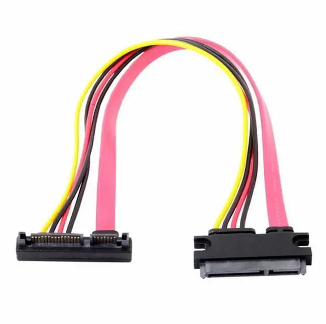 Main image of CY Up Angled SATA III 3.0 7+15 22 Pin SATA Male to Female Data Power Extension Cable 30cm