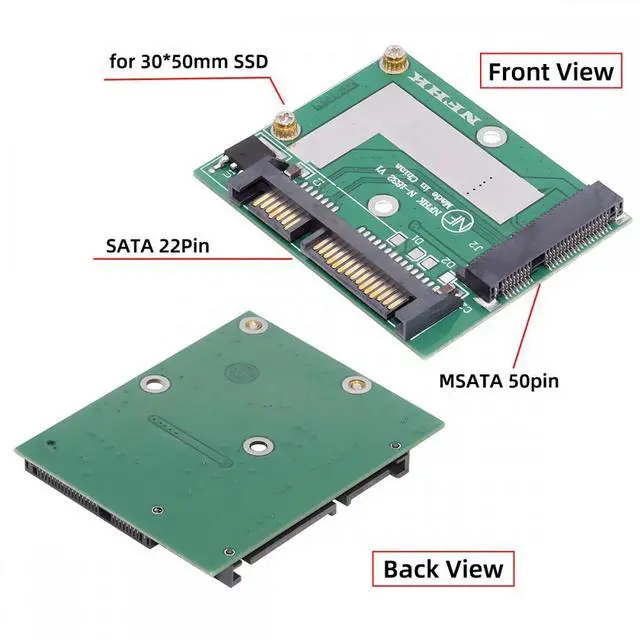 Alt view image 6 of 7 - CY Low Profile 50Pin mSATA 3050 SSD 5x3cm to 2.5" SATA 3.0 22Pin Disk Adapter 6Gbps PCBA