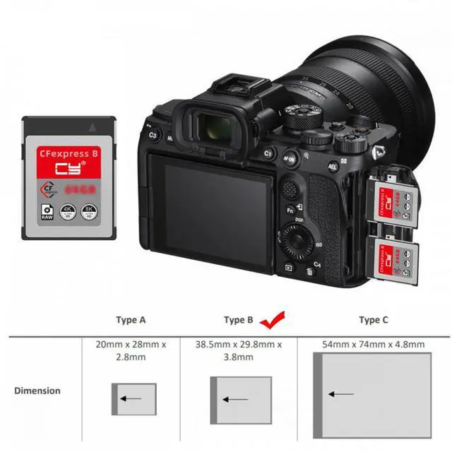 Alt view image 2 of 7 - CY CFexpress Type-B 128GB Memory Card CFE CFB Adapter Compatible with XS Camera 8K RAW PCIe Expansion