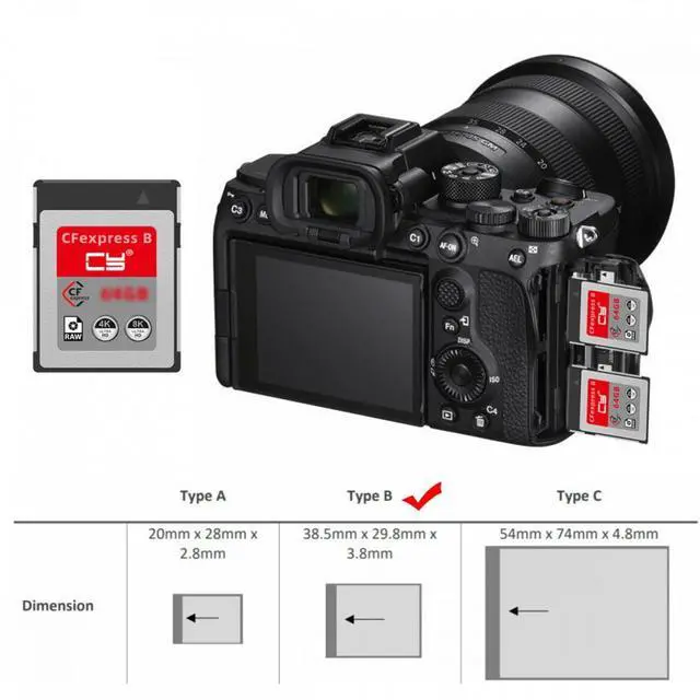 Alt view image 2 of 7 - CY CFexpress Type-B 256GB Memory Card CFE CFB Adapter Compatible with XS Camera 8K RAW PCIe Expansion