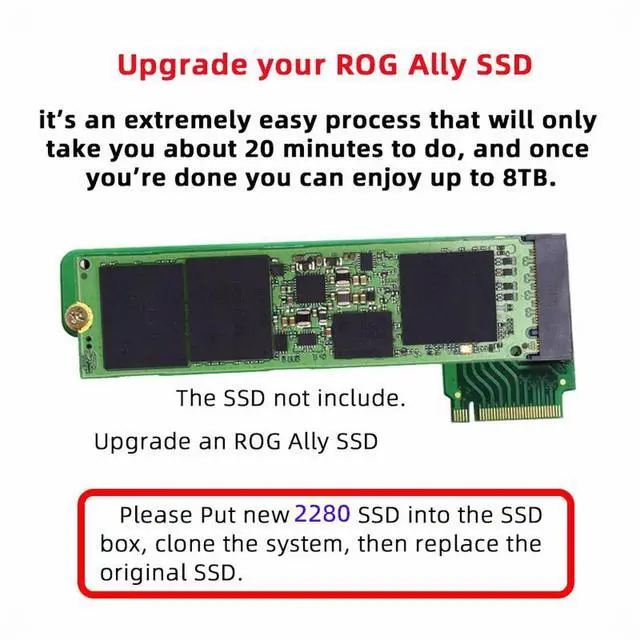 Alt view image 3 of 7 - CY NVME M-Key 22x30mm to 22x80mm Angled Extension SSD Upgrade Adapter Compatible with ROG Ally Gaming