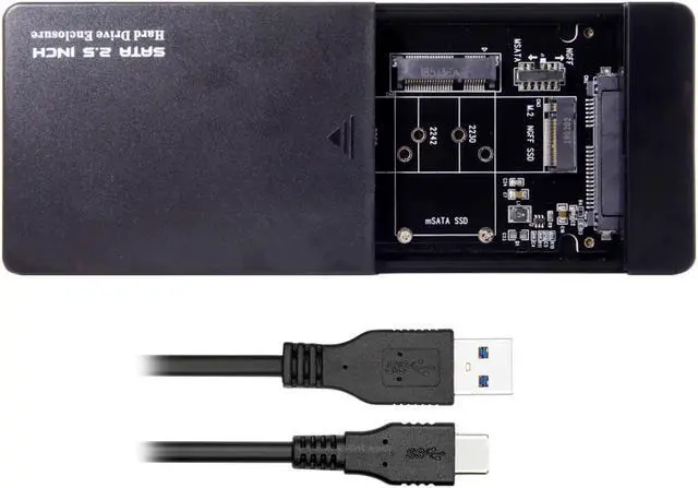 Alt view image 2 of 5 - CY Combo M.2 NGFF B-key & mSATA SSD to USB Type-C Converter Case Enclosure with Switch UC-209