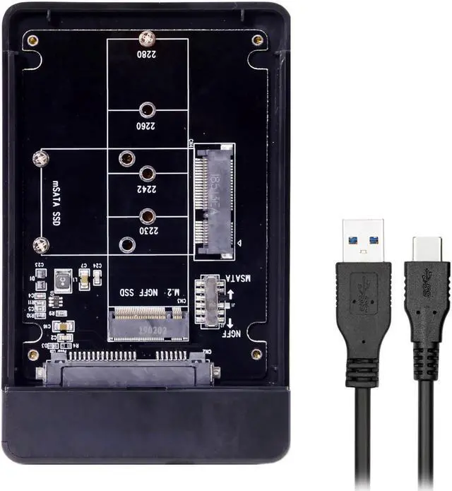 Alt view image 3 of 5 - CY Combo M.2 NGFF B-key & mSATA SSD to USB Type-C Converter Case Enclosure with Switch UC-209