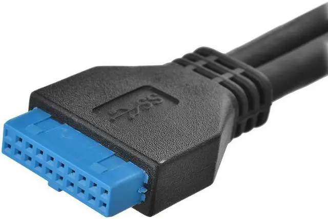 Alt view image 5 of 5 - CY USB 3.0 Dual Ports A Female Screw Mount Type to Motherboard 20pin Header cable Black U3-162-BK
