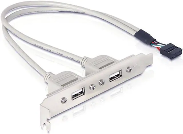 Alt view image 5 of 5 - CY PCI USB 2.0 A type Female Screw to Motherboard 9p header cable with bracket U2-142