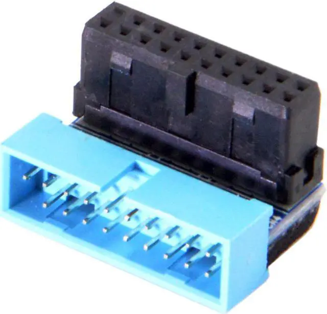 Alt view image 6 of 6 - CY USB 3.0 20pin Male to Female Extension Adapter Down Angled 90 Degree for Motherboard Mainboard U3-053-DN