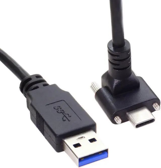 Alt view image 4 of 7 - CY 3.0M Down Up Angled USB 3.1 Type-C Dual Screw Locking to Standard USB3.0 Data Cable 90 Degree for Camera UC-128-3.0M