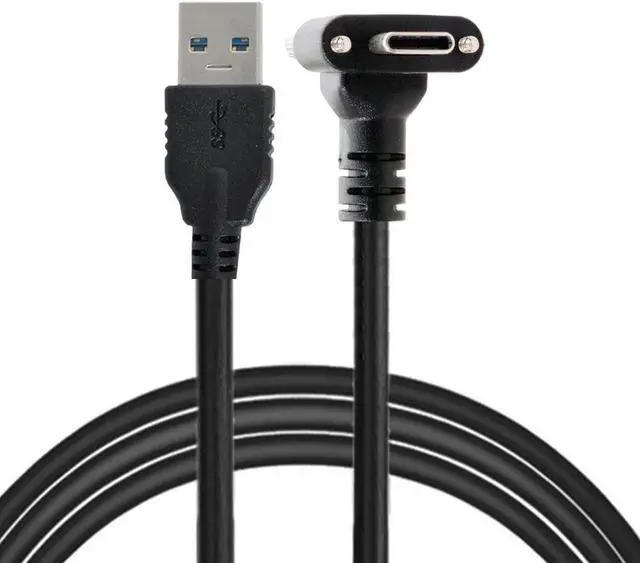 Alt view image 6 of 7 - CY 1.2M Down Up Angled USB 3.1 Type-C Dual Screw Locking to Standard USB3.0 Data Cable 90 Degree for Camera UC-128-1.2M
