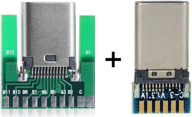 Alt view image 4 of 6 - CY DIY 24pin USB 3.1 Type C Male & Female Plug & Socket Connector SMT type with PC Board 1 set UC-206/UC-207