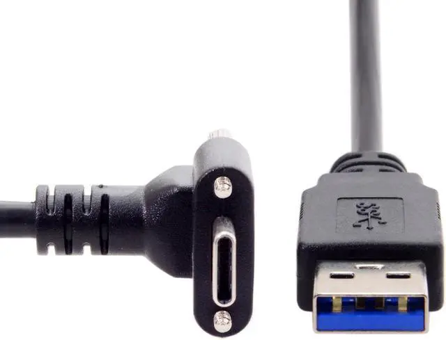 Alt view image 2 of 7 - CY 3.0M Down Up Angled USB 3.1 Type-C Dual Screw Locking to Standard USB3.0 Data Cable 90 Degree for Camera UC-128-3.0M