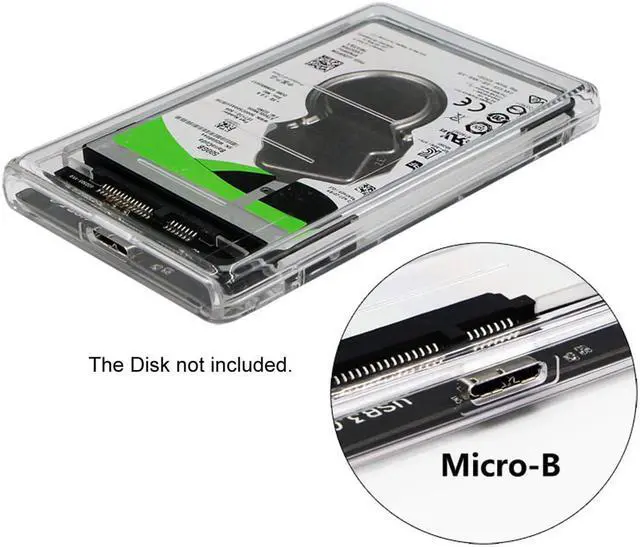 Alt view image 6 of 6 - CY USB-C Type-C to 2.5 Inch SATA SSD HDD External Enclosure Transparent for Laptop & PC
