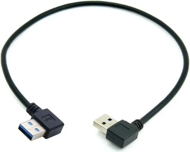 Main image of CY 50CM USB 3.0 Type A Male 90 Degree Left Angled to USB 3.0 A Type Right Angled Extension Cable U3-182