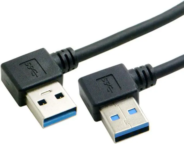 Alt view image 4 of 6 - CY 50CM USB 3.0 Type A Male 90 Degree Left Angled to USB 3.0 A Type Right Angled Extension Cable U3-182