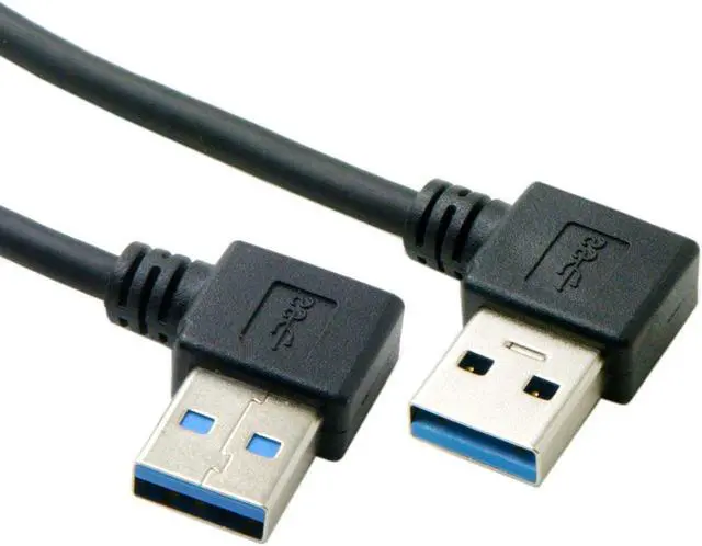 Alt view image 5 of 6 - CY 50CM USB 3.0 Type A Male 90 Degree Left Angled to USB 3.0 A Type Right Angled Extension Cable U3-182