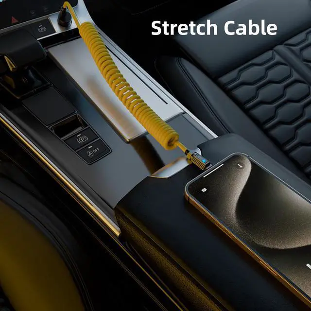 Alt view image 5 of 7 - CY 1.8M Stretch Coiled USB-C USB4 Cable 20Gbps 140W 8K for Gaming Keyboard Mouse Type-C Male to Female Extension Cable Power & Data