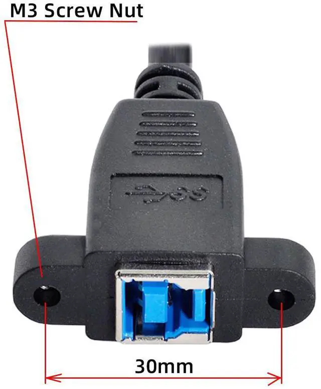 Alt view image 3 of 7 - CY USB 3.0 Back Panel Mount B Type Female To Right Angled 90 Degree B Type Male Extension cable 0.5m U3-288-0.5M