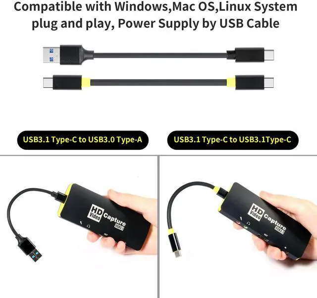Alt view image 3 of 7 - MiraBox Capture Card - HSV3217 USB3.0 Type-C FHD Game Capture Device for Facebook YouTube Game Live Streaming