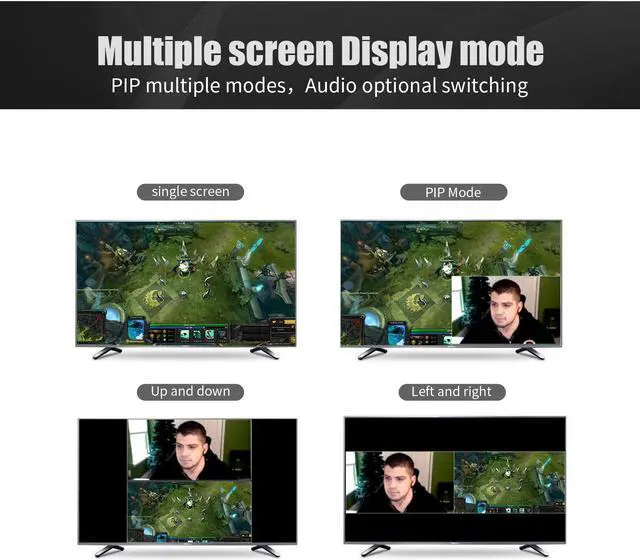 Alt view image 5 of 7 - MiraBox  2 In 2 Out Video Capture Card, HSV327 4K HDMI to USB3.0 Game Capture Device, PIP 2x1 Seamless KVM Switch, Support OSD Control and Window Drag & Drop