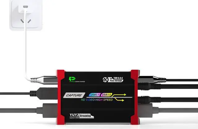 Alt view image 4 of 7 - Mirabox 4K Game Capture Card, HSV3219 HDMI/Type-C  to USB3.0 Video Capture with 4K Loopout, Support PD3.0 Charge,Compatible with HDR10