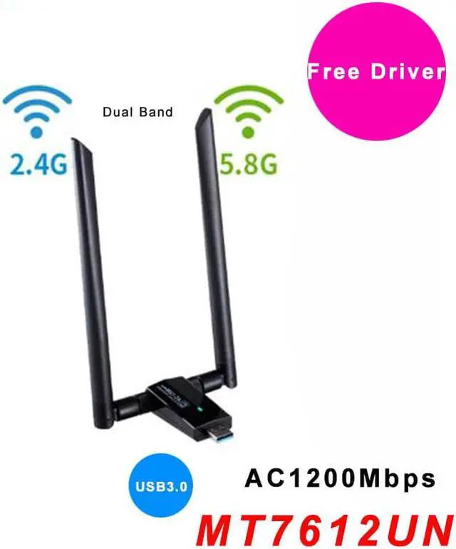 Alt view image 4 of 5 - Network Card AC1200Mbps USB3.0 Wireless  Antenna Adapter MT7612U IEEE 802.11AC  Dongle Receiver Transmitter