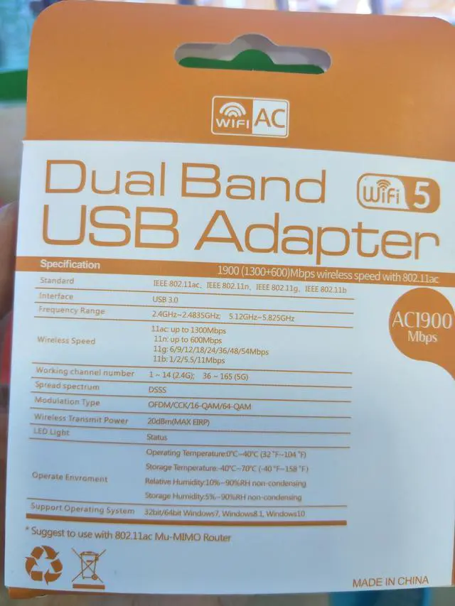 Alt view image 3 of 5 - Wifi Adapter 1200Mbps 1900Mbps Dual Band 2.4Ghz + 5.8Ghz Wi-fi Dongle 802.11AC Network Card USB 2 Antennas Hi-Speed