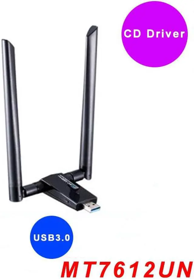 Alt view image 5 of 5 - Network Card AC1200Mbps USB3.0 Wireless  Antenna Adapter MT7612U IEEE 802.11AC  Dongle Receiver Transmitter